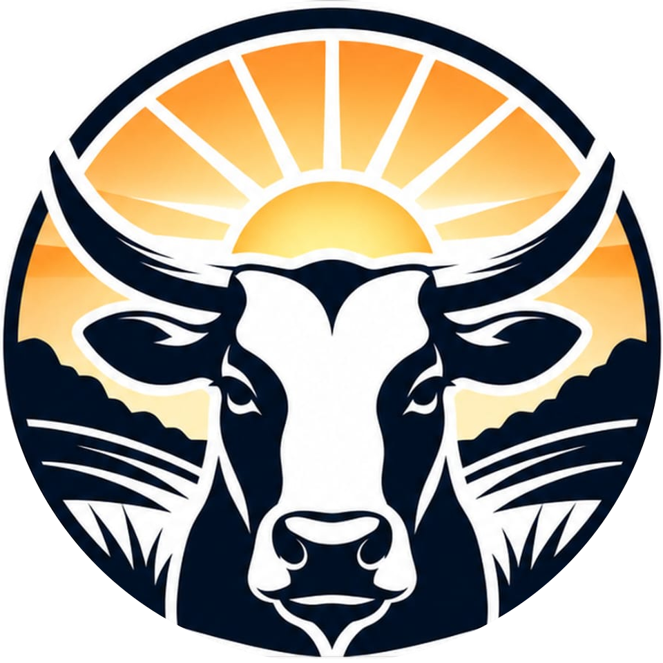 The Nyoni logo: a cow's head in front of a rising sun